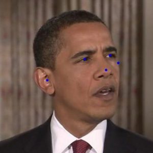 Het gezicht van Barack Obama met vijf keypoints.